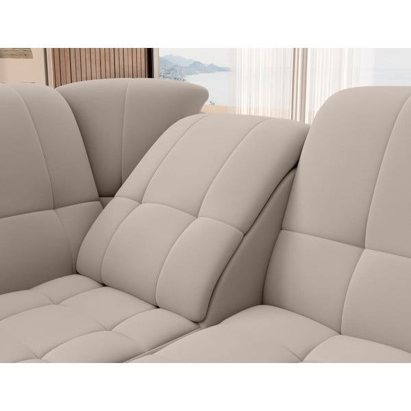 Bež žametna raztegljiva/s prostorom za shranjevanje kotna sedežna garnitura (levi kot/v obliki črke L) Sado – ELTAP-image-1