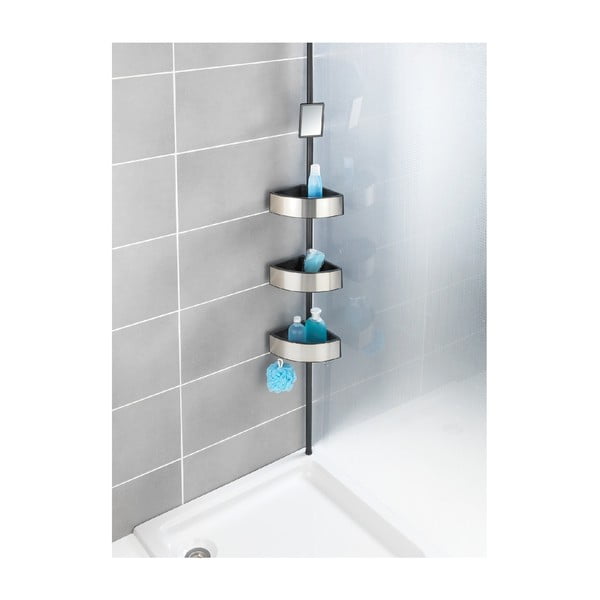 Teleskopska kotna polica za tuš Wenko Prea Silver/Black, 27 x 20 cm-image-4