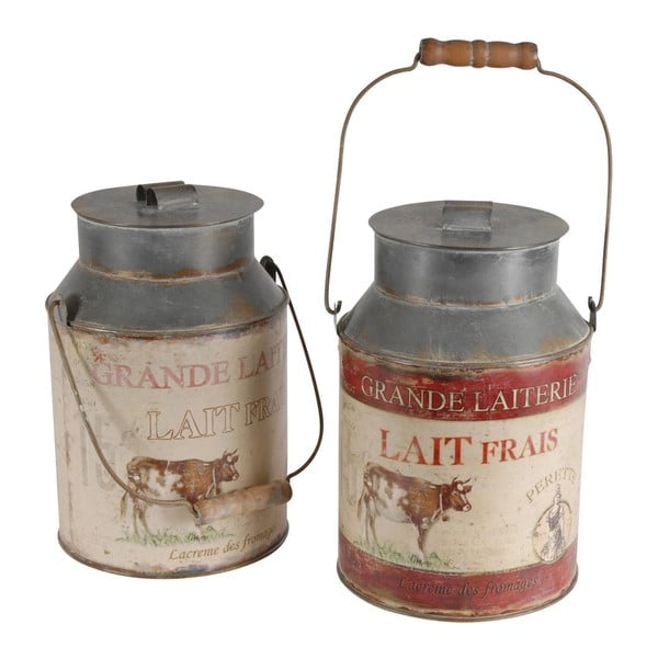 Komplet 2 dekorativnih kozarcev za mleko Antic Line Milk Jar