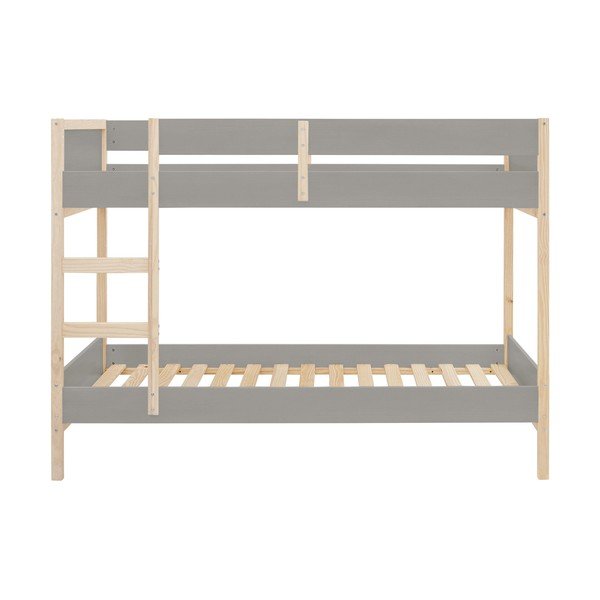 Siva/naravna pograd otroška postelja iz masivnega bora 90x200 cm Square – Støraa-image-1