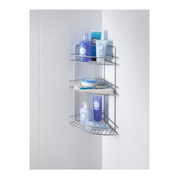 Stenska vogalna kopalniška polica s tremi nivoji Metaltex Ref-image-1