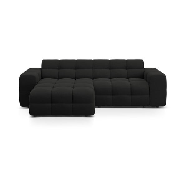 Črna kotna sedežna garnitura z ležalnikom (levi kot) Kendal – Micadoni 