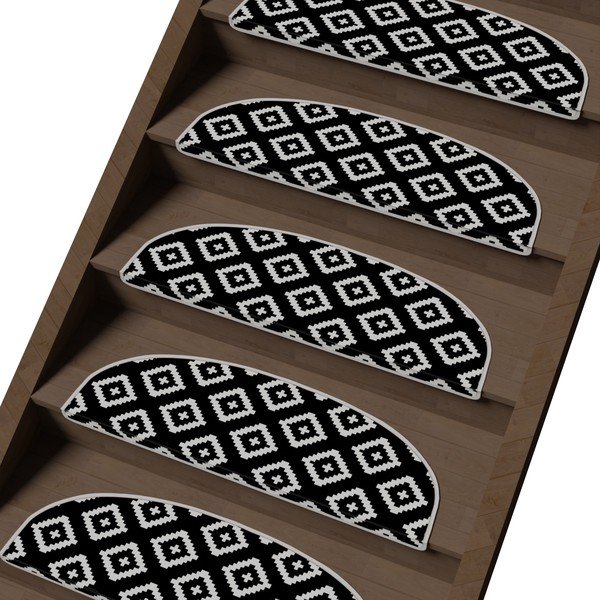 Črni/beli komplet preprog za stopnice 16 ks 20x65 cm Art – Vitaus-image-1