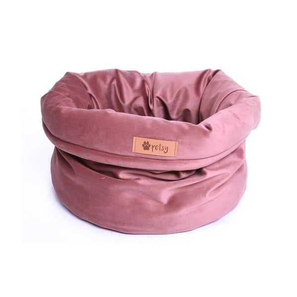 Roza žametna postelja ø 40 cm Basket Royal - Petsy