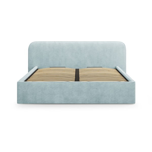 Mentolno zelena oblazinjena zakonska postelja s prostorom za shranjevanje in z letvenim dnom 180x200 cm Elizabeth – Micadoni -image-4