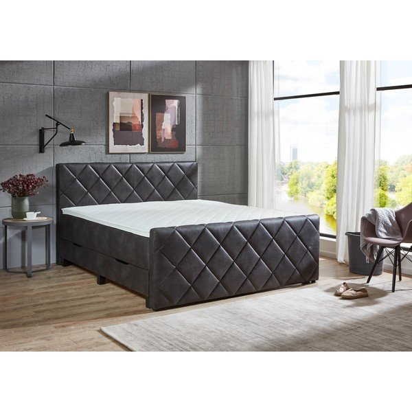 Črna boxspring postelja s prostorom za shranjevanje 180x200 cm Chester – Rojaplast-image-3