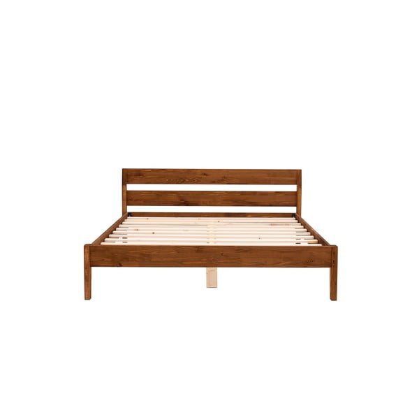 Zakonska postelja iz masivne smreke z letvenim dnom 160x200 cm v naravni barvi/temno rjava Venus – Kalune Design-image-4
