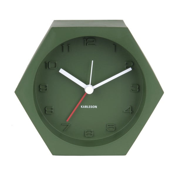 Zelena namizna ura Karlsson Šestkotnik, širina 11,5 cm
