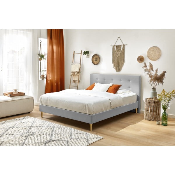 Svetlo siva zakonska postelja Bobochic Paris Rory Light. 180 x 200 cm-image-3