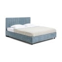 Modra oblazinjena zakonska postelja s prostorom za shranjevanje z letvenim dnom 180x200 cm Myra Slim Line – Bonami Selection