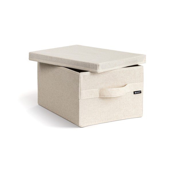 Bež tekstilna škatla za shranjevanje s pokrovom 27x36x19 cm Soft Storage Small – Bigso-image-3