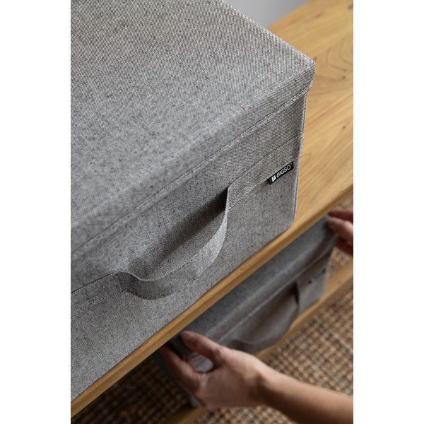 Siva tekstilna škatla za shranjevanje s pokrovom 31x41x22 cm Soft Storage Medium – Bigso-image-2
