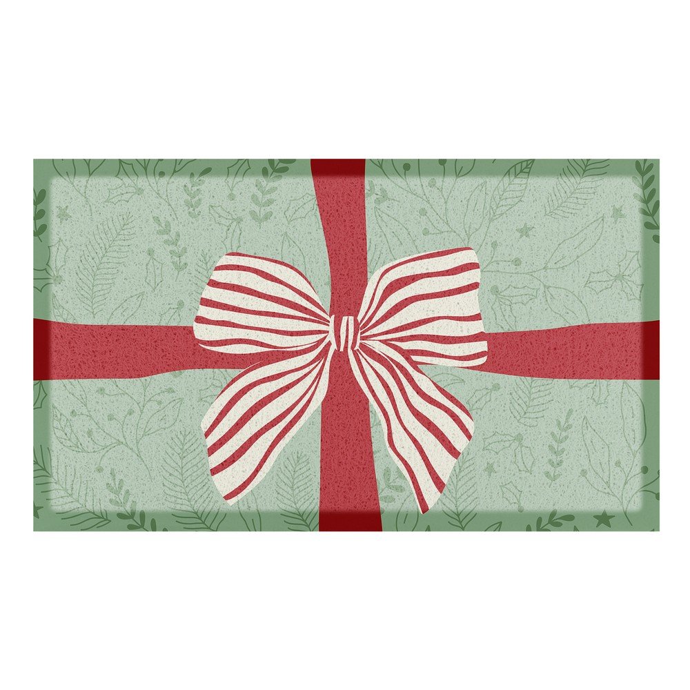 Predpražnik z božičnim motivom iz reciklirane plastike 40x70 cm Red & White Stripe Bow