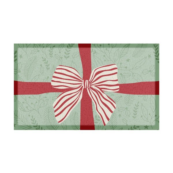 Predpražnik z božičnim motivom iz reciklirane plastike 40x70 cm Red & White Stripe Bow – Artsy Doormats