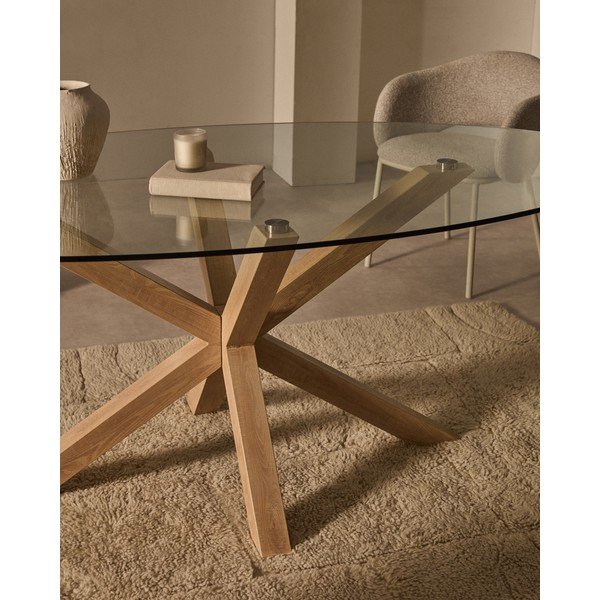 Jedilna miza s stekleno mizno ploščo 100x200 cm Argo – Kave Home-image-2