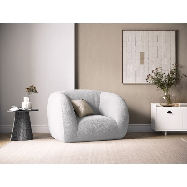 Svetlo siv fotelj iz tkanine bouclé Essen – Cosmopolitan Design-image-1