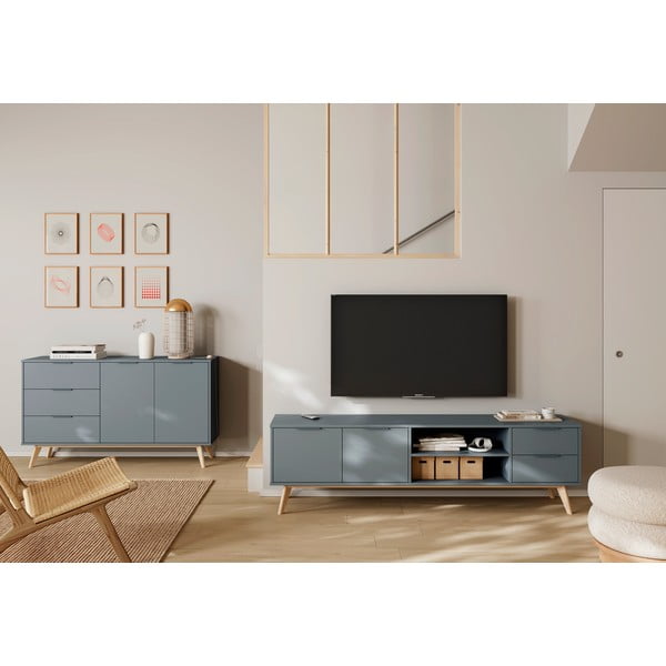 Prašno zelena komoda 140x81x40 cm Pisco – Marckeric-image-1