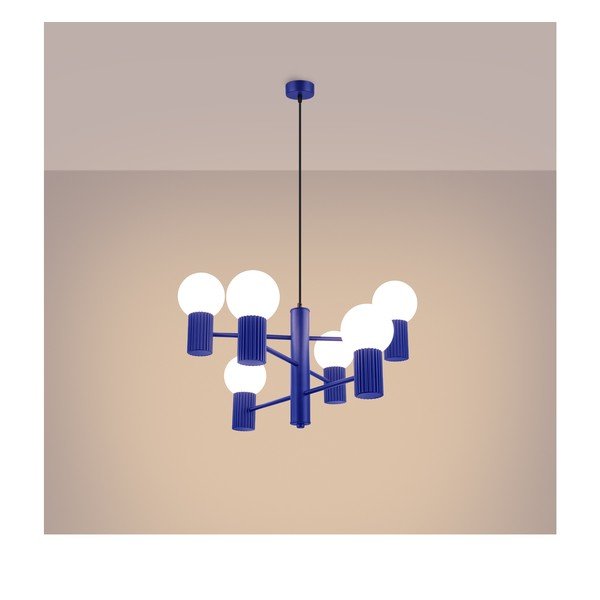 Modra viseča svetilka s steklenim senčilom Orbital – Sollux-image-4