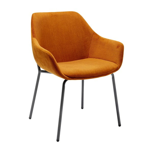 Komplet 2 oranžnih žametnih stolov z nasloni za roke Kare Design Avignon