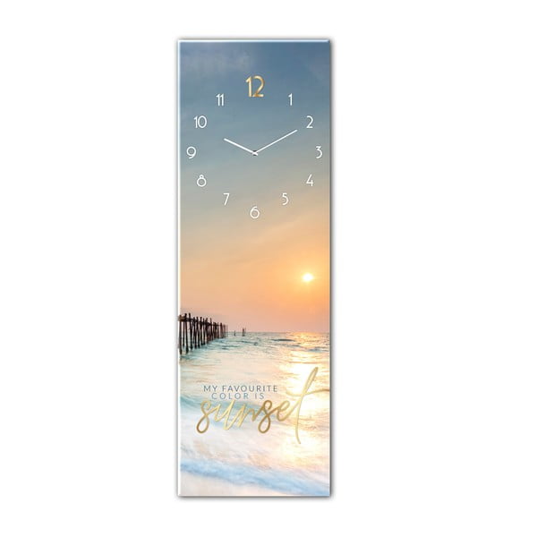 Steklena stenska ura Styler Sunset, 20 x 60 cm