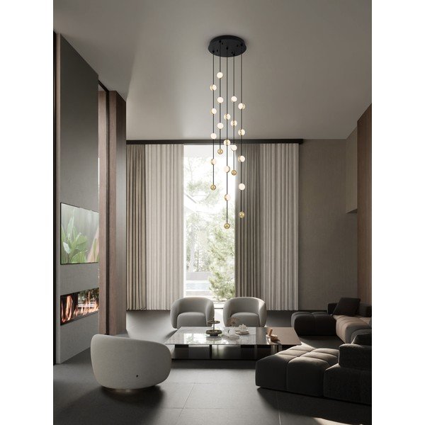 Mat črna aluminijasta LED zatemnitvena viseča svetilka s senčilom iz akrilnega stekla ø 38 cm Alcinoe – Nova Luce-image-1