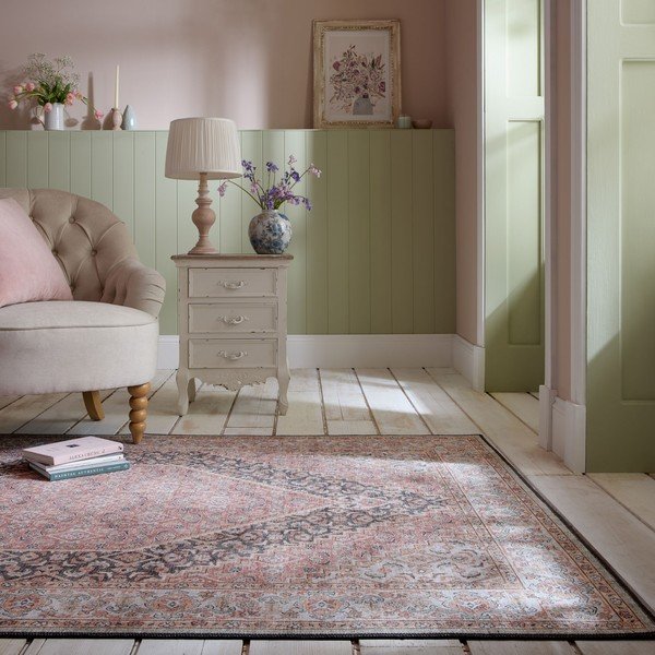 Rožnata pralna preproga 152x230 cm Briony Traditional – Flair Rugs-image-1