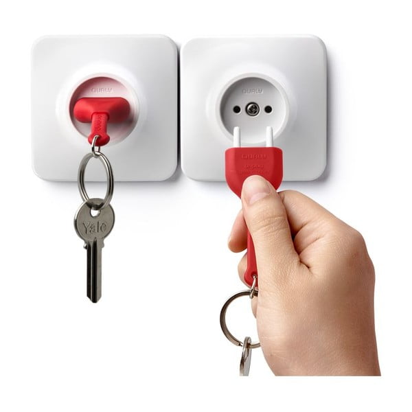 Obesek za ključe Qualy Unplug z rdečim obeskom za ključe