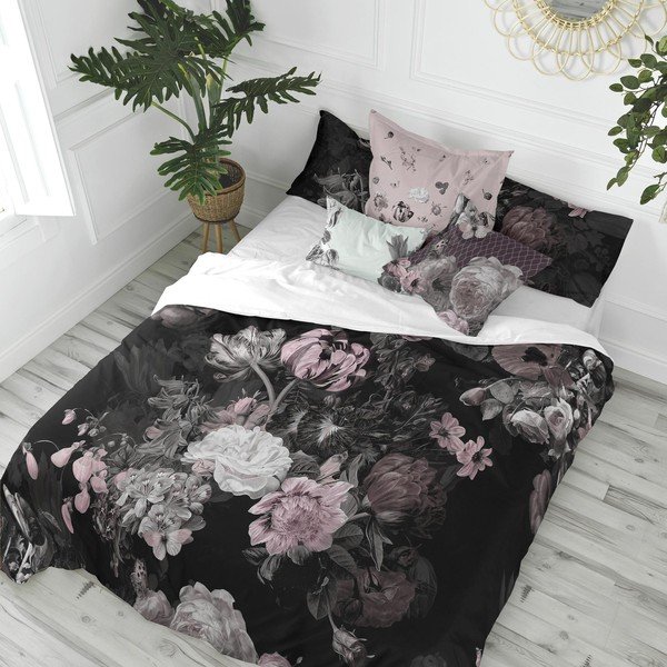 Črna enojna bombažna prevleka za odejo 140x200 cm Onyx – Happy Friday-image-1