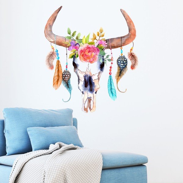 Stenska nalepka Ambiance Boho Buffalo Head-image-1