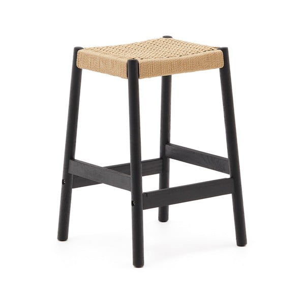 Črni/v naravni barvi barski stoli v kompletu 2 ks iz masivnega hrasta (višina sedeža 66 cm) Yalia – Kave Home