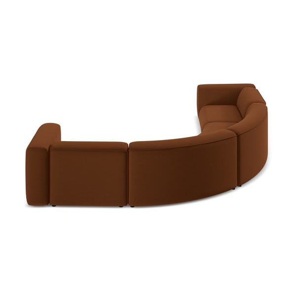 Oranžna/rjava žametna kotna sedežna garnitura Ekahi – Makamii-image-4