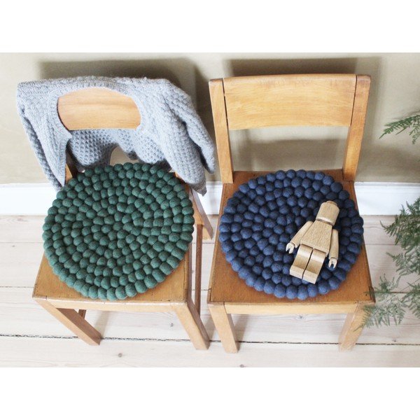 Temno modra sedežna blazina iz volnenih kroglic Wooldot Ball Chair Pad, ⌀ 30 cm-image-3