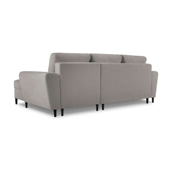 Svetlo siva raztegljiva kotna sedežna garnitura s prostorom za shranjevanje iz tkanine bouclé (desni kot/z ležalnikom) Kyoto – Cosmopolitan Design-image-4