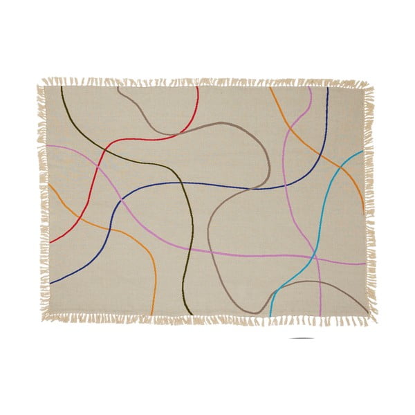 Bež bombažna odeja 200x140 cm Outline - Hübsch