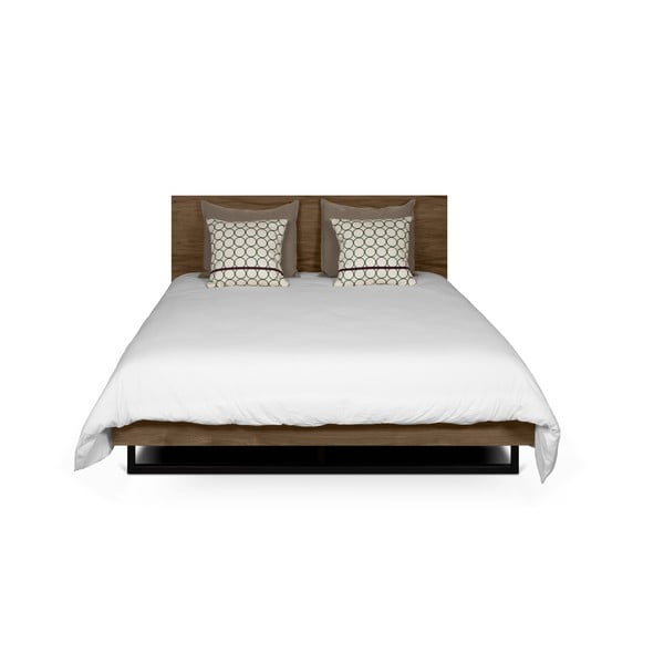 Rjava postelja z jeklenimi nogami TemaHome Mara, 160 x 200 cm