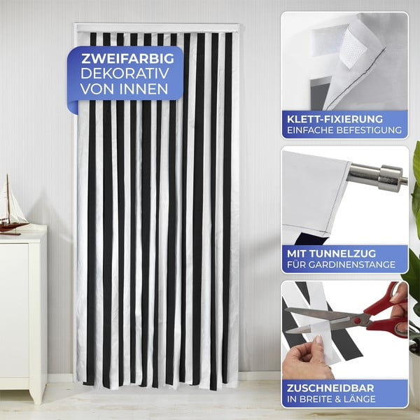 Črna/srebrna izolacijska zavesa za vrata 90x200 cm – Maximex-image-4