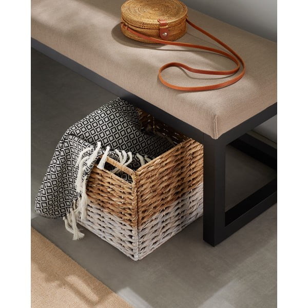 Pletena škatla za shranjevanje z belimi detalji Kave Home Woody-image-4
