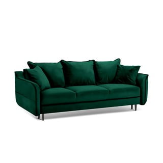 Zelena žametna raztegljiva zofa Kooko Home Basso