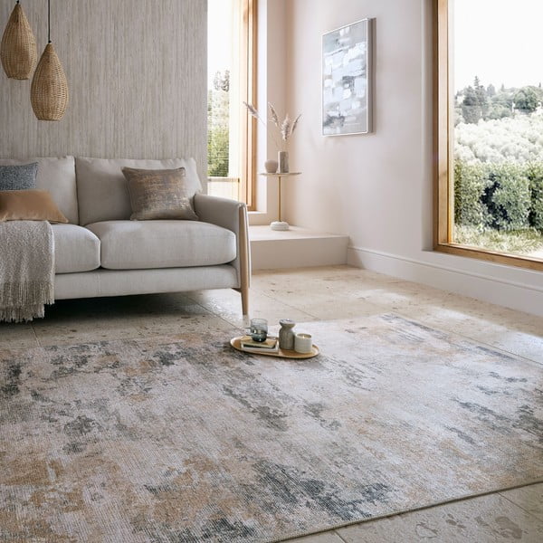 Sivo-bež pralna preproga 115x170 cm Lila Abstract – Flair Rugs-image-1