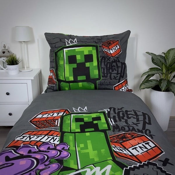Bombažna otroška posteljnina 140x200 cm Minecraft Metro Art – Jerry Fabrics-image-3