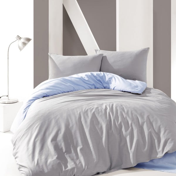 Modro-siva bombažna posteljnina z rjuho Marie Claire Suzy, 160 x 220 cm