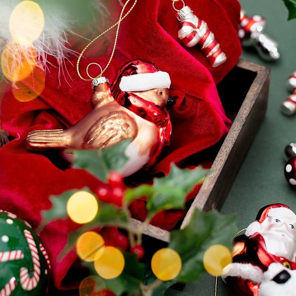 Steklen okrasek za jelko 5 cm Robin – Sass & Belle-image-1