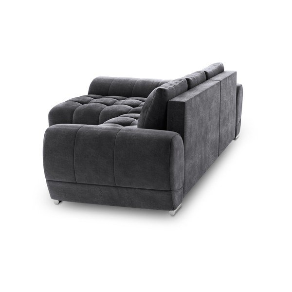 Temno siva žametna raztegljiva sedežna garnitura Windsor & Co Sofas Nuage, levi kot-image-4