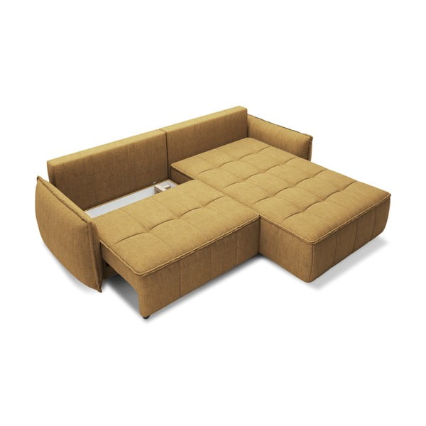 Rumena žametna raztegljiva/s prostorom za shranjevanje kotna sedežna garnitura (desni kot/z ležalnikom) Campo – ELTAP-image-2