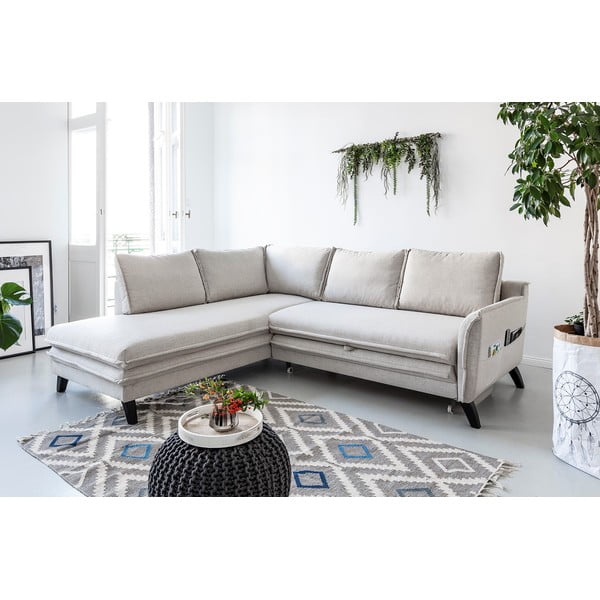 Svetlo bež raztegljiva raztegljiva sedežna garnitura Miuform Charming Charlie L, levi kot-image-3