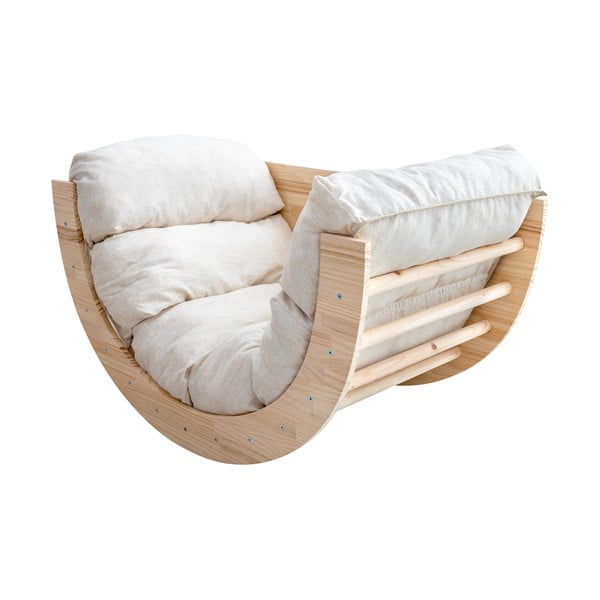 Gugalnica iz masivnega bora v naravni barvi 60x100x60 cm Montessori – Little Nice Things-image-2