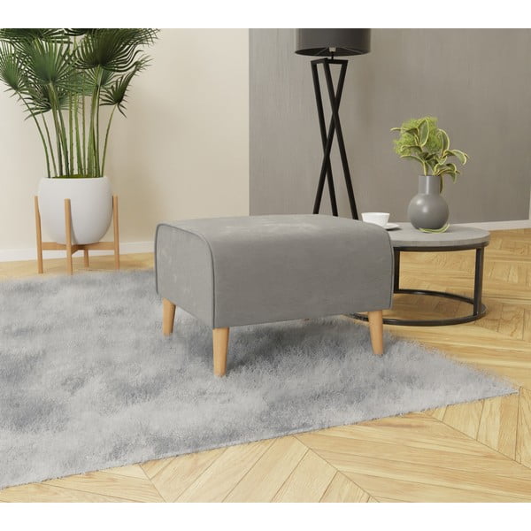 Svetlo siv žameten tabure Carole – Ropez-image-2