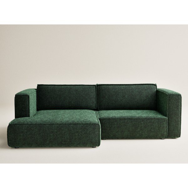 Temno zelena raztegljiva/s prostorom za shranjevanje kotna sedežna garnitura iz šenilje (levi kot/z ležalnikom) Velto – Maison de Rêve-image-2