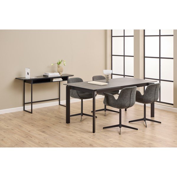 Črna stranska mizica v jesenovem dekorju 40x140 cm Darlington – Actona-image-2