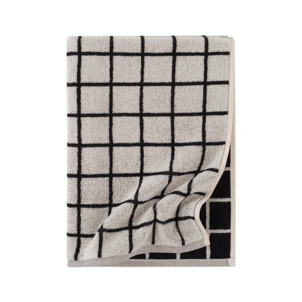 Črna/bež bombažna brisača 50x70 cm Grid – Jotex